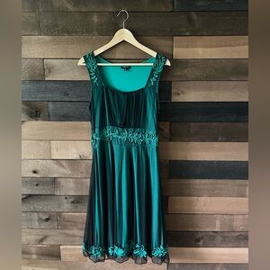 Y2K Green Mesh Midi Dress With Embroidery Papillon Semi-Formal Fairycore